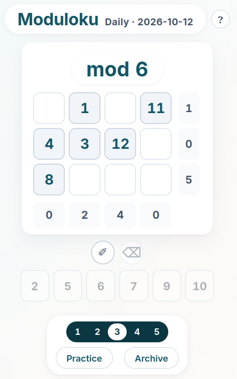 Moduloku Daily Puzzle